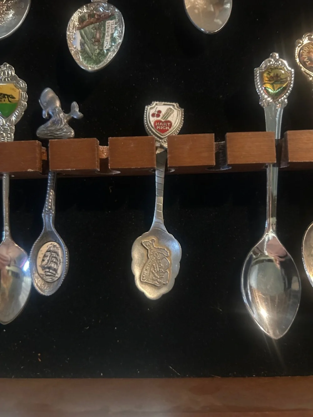 Collector’s Display Case of Decorative 26 Souvenir Spoons